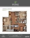 2-bedroom/2-bathroom C 3D floor plan layout with 1,193 square feet at Retreat at the Park apartments for rent in Burlington, NC